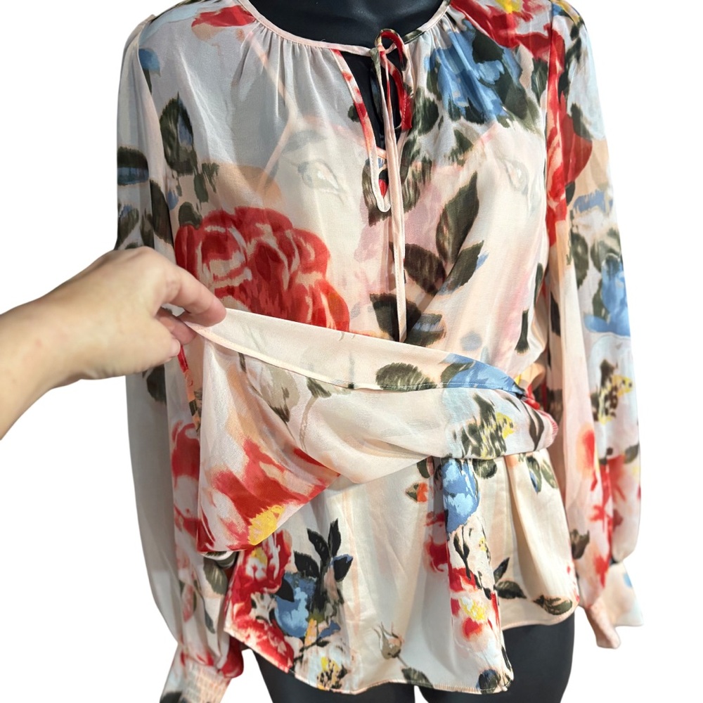 White House Black Market 2 piece WHBM Chiffon Tie-Neck Blouse XXS extra small